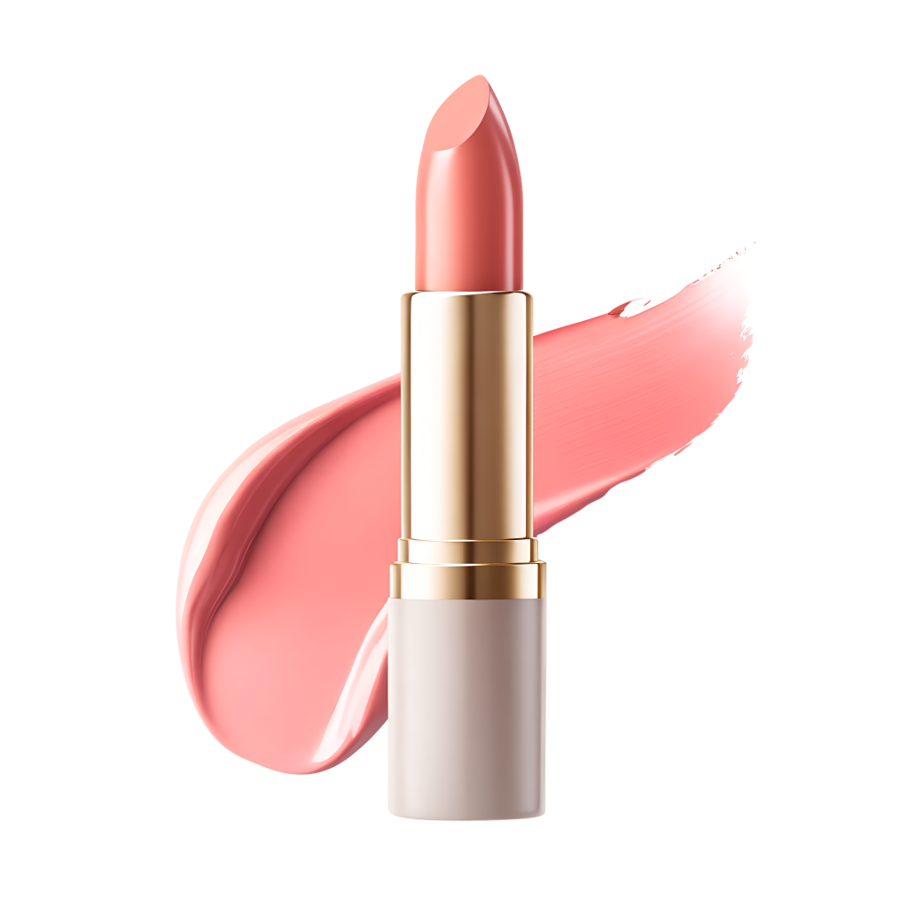 Light pink lipstick with smear of lipstick behind it